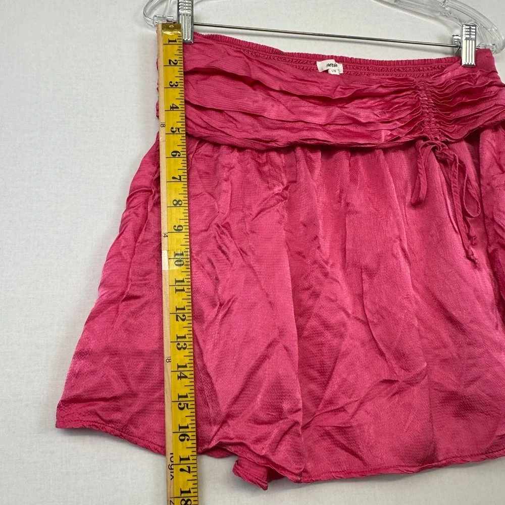 Aerie Mini Skirt Pink Women's L Viscose Ruched Drawstring